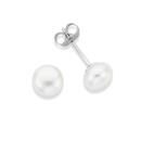 Sterling-Silver-7x75mm-Button-Cultured-Freshwater-Pearl-Stud-Earrings Sale
