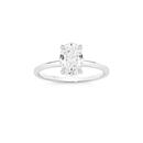 Silver-Oval-CZ-Solitaire-Ring-Size-O Sale