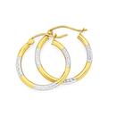9ct-Gold-Two-Tone-2x15mm-Diamond-Cut-Striped-Hoop-Earrings Sale