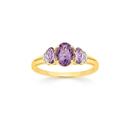 9ct-Gold-Pink-Amethyst-Diamond-Oval-Cut-Trilogy-Ring Sale