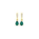 9ct-Gold-Created-Emerald-Diamond-Earrings Sale