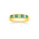 9ct-Gold-Created-Emerald-Diamond-Band Sale