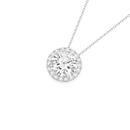 Sterling-Silver-Cubic-Zirconia-Round-Halo-Pendant Sale