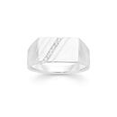 Silver-Cubic-Zirconia-Diagonal-Line-Mens-Ring Sale