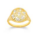 9ct-Gold-Two-Tone-Diamond-Cut-Lattice-Round-Dome-Ring Sale