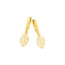 9ct-Gold-Open-Leaf-Drop-Huggie-Earrings Sale