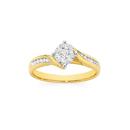 9ct-Gold-Diamond-Cluster-Swirl-Ring Sale