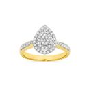 9ct-Gold-Diamond-Pear-Cluster-Ring Sale