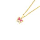 9ct-Gold-Pink-White-Enamel-Butterfly-Pendant Sale
