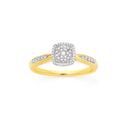 9ct-Gold-Diamond-Cushion-Cluster-Ring Sale