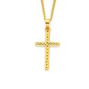 9ct-Gold-Hollow-Diamond-Cut-Cross-Pendant Sale