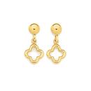 9ct-Gold-Open-Clover-Drop-Stud-Earrings Sale