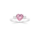Sterling-Silver-Heart-Cubic-Zirconia-Cubic-Zirconia-Trilogy-Ring Sale