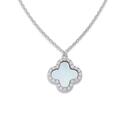 Silver-435cm-MOP-CZ-Clover-Necklet Sale