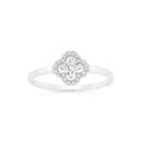 Sterling-Silver-Cubic-Zirconia-Clover-Halo-Ring-Size-O Sale