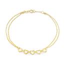 9ct-Gold-19cm-Double-Strand-Multi-Hearts-Trace-Bracelet Sale