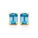 9ct-Gold-Blue-Topaz-Emerald-Cut-Claw-Set-Stud-Earrings Sale