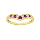 9ct-Gold-Created-Ruby-Diamond-V-Shape-Ring Sale