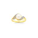 9ct-Gold-Cultured-Freshwater-and-Diamond-Swirl-Ring Sale