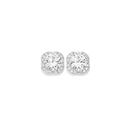 Silver-Round-CZ-Square-Cluster-Stud-Earrings Sale