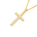 9ct-Gold-Two-Tone-Diamond-Cut-Edge-Cross-Pendant Sale