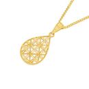 9ct-Gold-Diamond-Cut-Star-Pattern-Open-Teardrop-Pendant Sale
