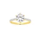 9ct-Gold-Cubic-Zirconia-Solitaire-Shoulder-Ring Sale