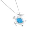Sterling-Silver-Blue-Man-Made-Opal-Cubic-Zirconia-Turtle-Pendant Sale