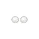Silver-Button-Pearl-Bead-Frame-Stud-Earrings Sale