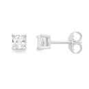 Silver-Cushion-Cut-CZ-Stud-Earrings Sale