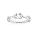 Silver-Round-CZ-Twist-Solitaire-Ring-Size-O Sale