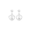 Sterling-Silver-Childs-White-Cubic-Zirconia-Heart-Drop-Earrings Sale
