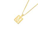 9ct-Gold-Square-Cutout-Initial-M-Pendant Sale