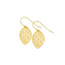 9ct-Gold-Diamond-cut-Filigree-Leaf-Hook-Drop-Earrings Sale