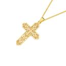9ct-Gold-Diamond-cut-Filigree-Gothic-Cross-Pendant Sale