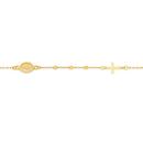 9ct-Gold-195cm-Beaded-Cross-Medal-Cable-Bracelet Sale