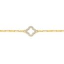 9ct-Gold-Diamond-Clover-Paperclip-Bracelet Sale
