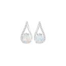 Silver-Man-Made-Opal-CZ-Teardrop-Earrings Sale