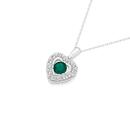 Sterling-Silver-Green-Cubic-Zirconia-Heart-Halo-Pendant Sale