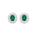 Silver-Green-Oval-CZ-Cluster-Stud-Earrings Sale