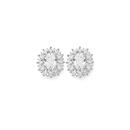 Silver-Oval-CZ-Cluster-Stud-Earrings Sale