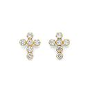 9ct-Gold-Cubic-Zirconia-Cross-Stud-Earrings Sale