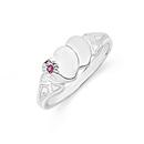 Sterling-Silver-Created-Ruby-Double-Heart-Signet-Ring-Size-K Sale