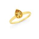 9ct-Gold-Citrine-Pear-Bezel-Set-Ring Sale