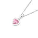 Silver-CZ-Pink-Heart-Pendant Sale
