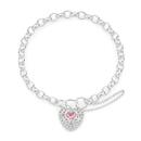 Silver-Heart-CZ-19cm-Belcher-Padlock-Bracelet Sale
