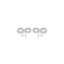 Silver-CZ-Fine-Bow-Stud-Earrings Sale