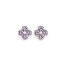 Silver-CZ-Clover-Stud-Earrings Sale