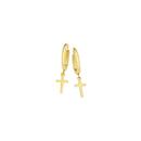 9ct-Gold-15x10mm-Cross-Drop-Hoop-Earrings Sale
