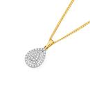 9ct-Gold-Diamond-Pear-Cluster-Pendant Sale